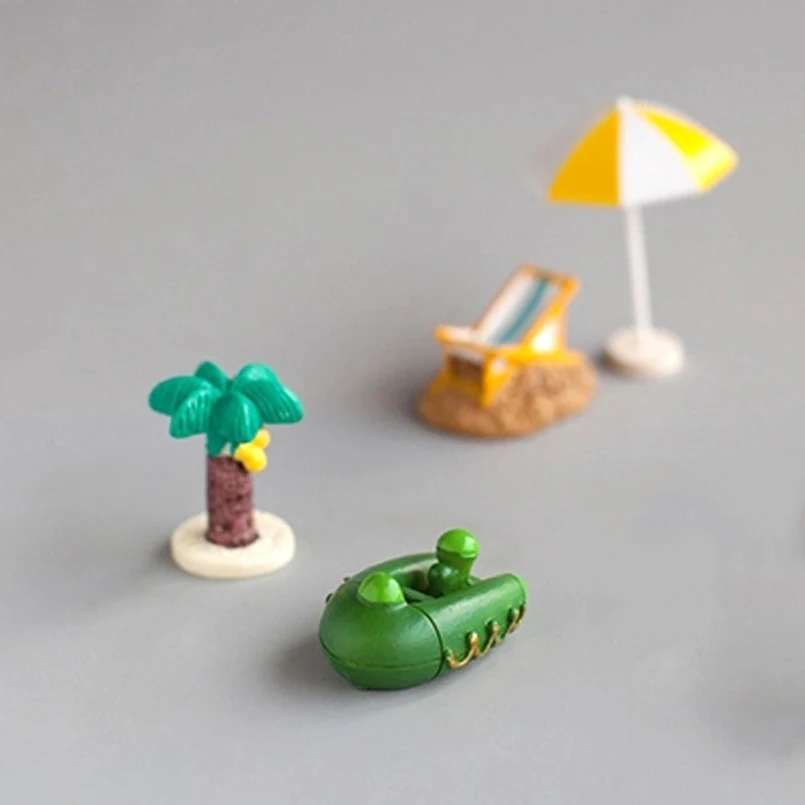 Mini banco de cadeira de praia artificial micro estatueta de jardim de fadas em miniatura/terrário/casa de boneca decoração ornamento acessórios diy