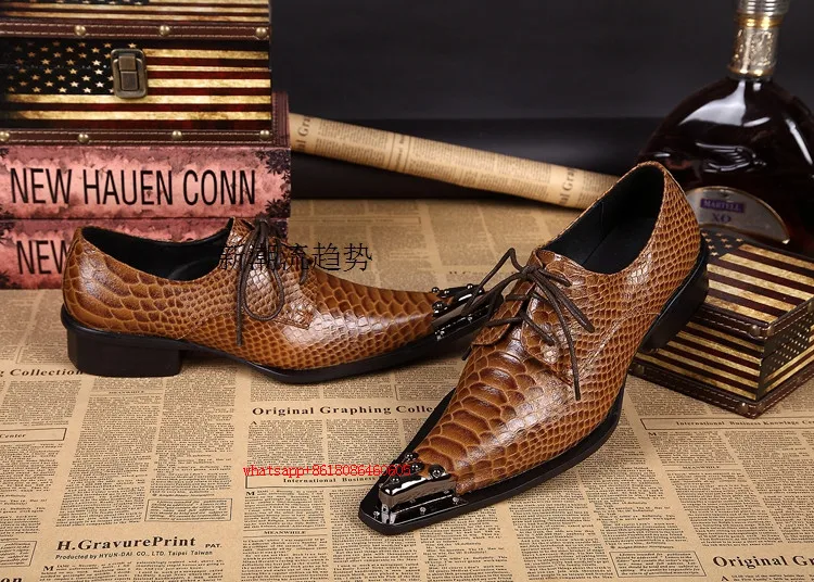 Choudory Men Dress Shoes 2021 Pointy Snake Skin Oxford Shoes For Men Flats Chaussure Homme Mens Italian Leather Shoes