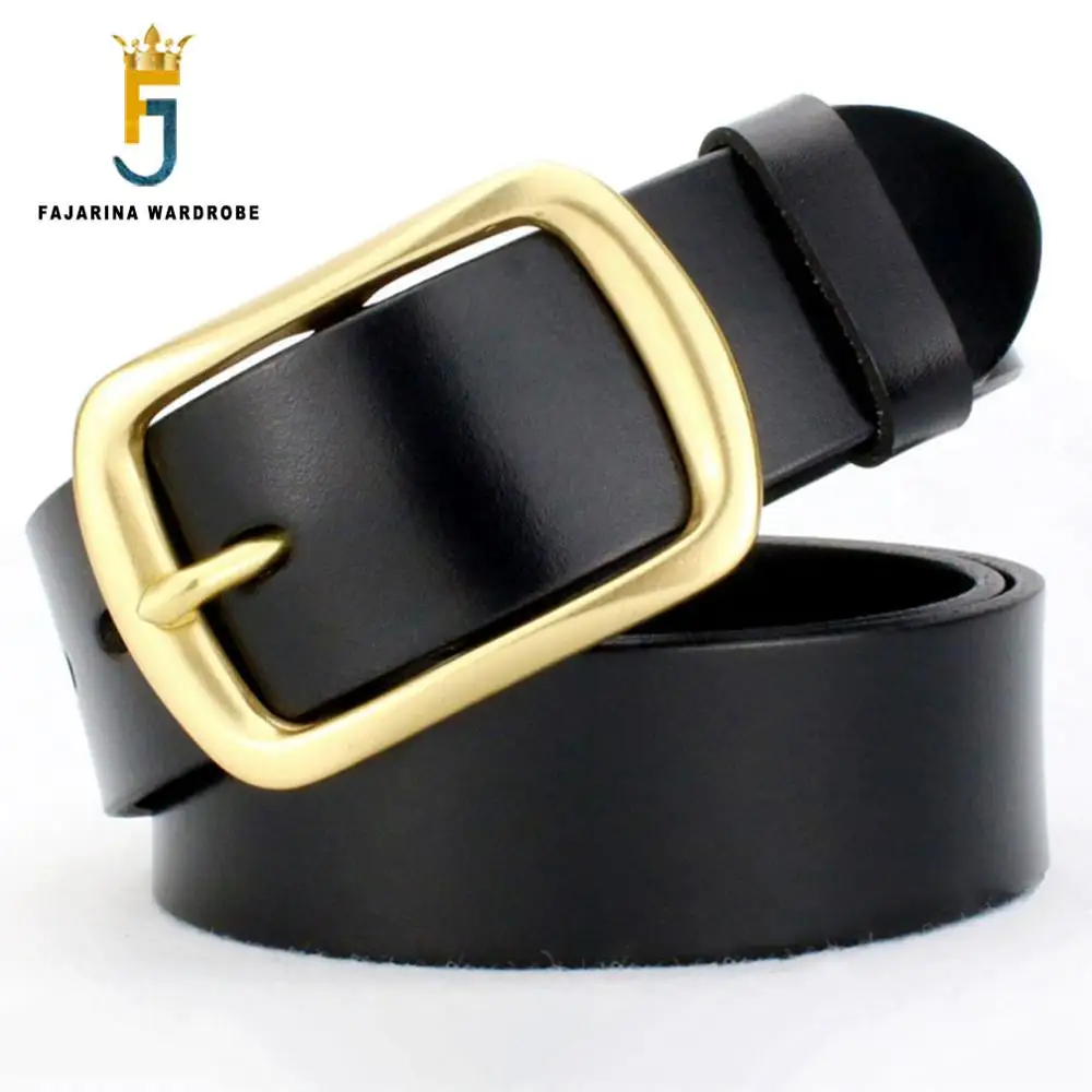 

FAJARINA Men's 3.8cm Wide Top Quality Mens Brand Fashion Genuine Leather Pin Buckle Belts for Men Belt Can 10 Years NW0135