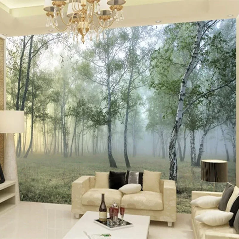 Carta da parati fotografica 3D foresta verde natura paesaggio murales soggiorno TV divano studio sfondo pittura murale Papel De Parede 3D Sala