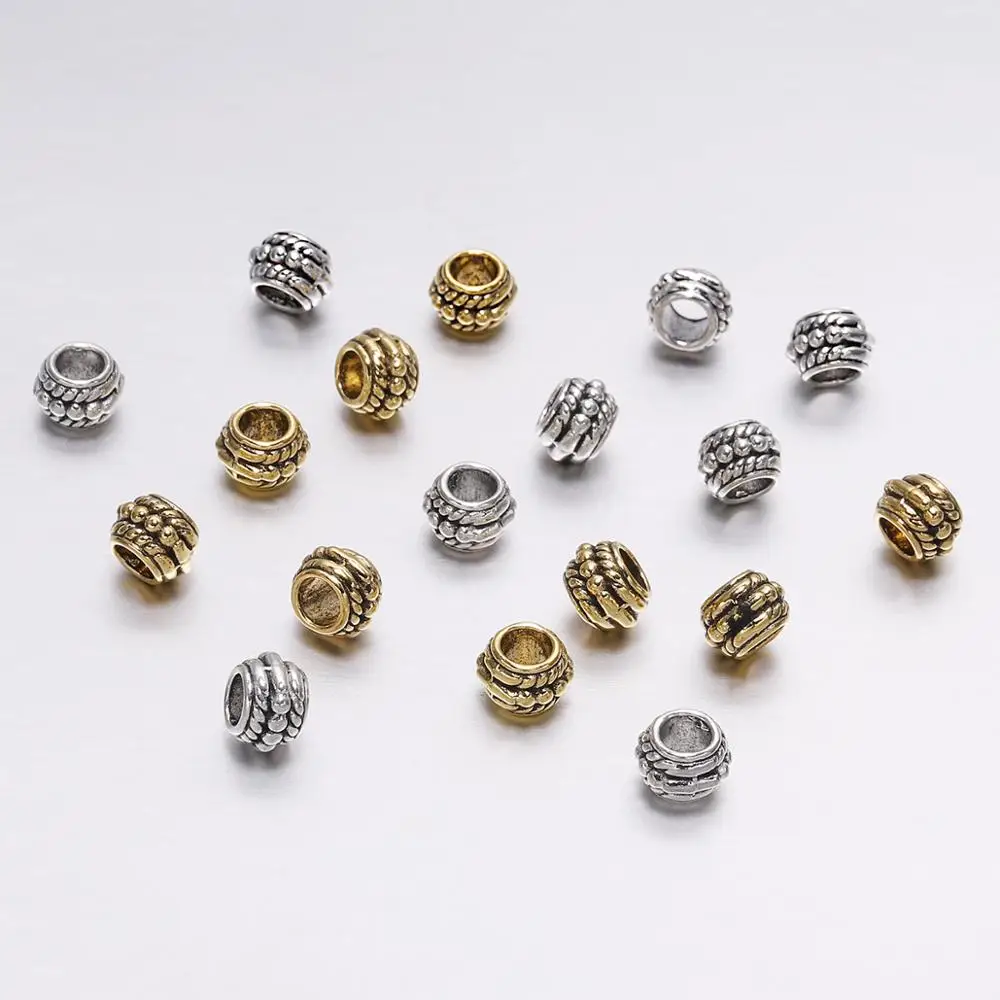 30pcs/lot 8mm Antique Gold Vintage Loose Spacer Beads For Jewelry Making DIY Charm Bracelet Findings Supplies Accessories