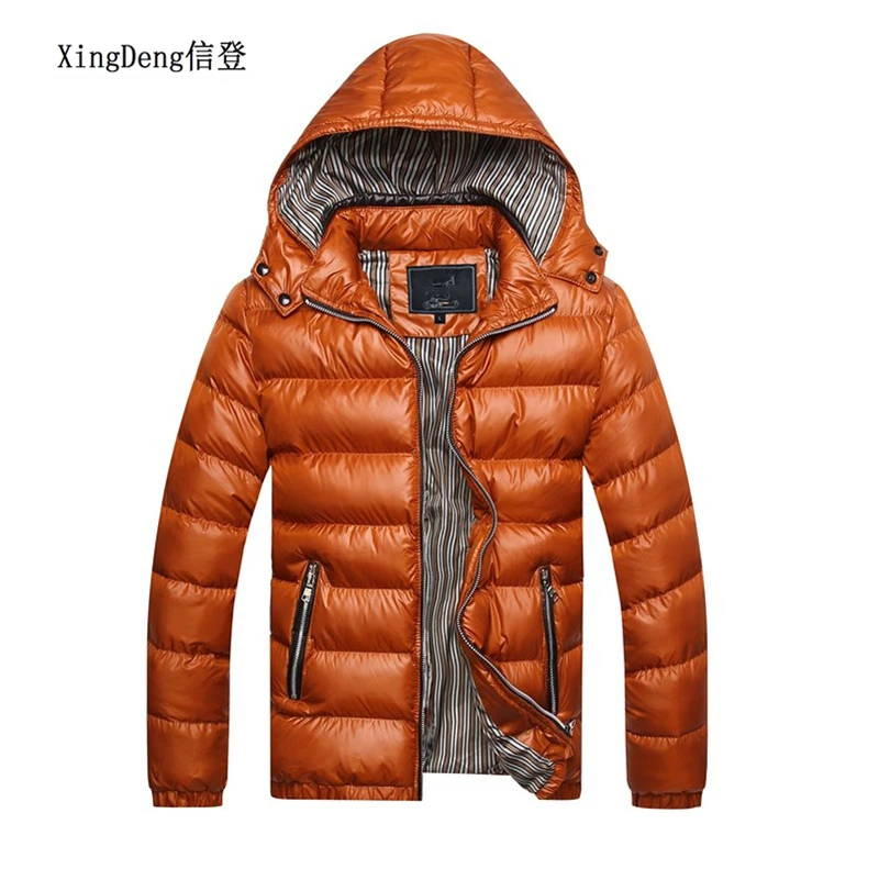 XingDeng Winter fashion warm Jackets Men Hat Detachable top Coat Cotton Outwear Coats Hooded Collar Slim Clothes Thick Parkas