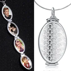 Photo Phase box Pendant Necklaces Women Men Friend family picture Open Locket Silver plated Snake chain Fashion creative Jewelry