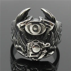 316L Stainless Steel Wings Engine Biker Ring Mens Motorcycle Biker Band Party Mens Ring