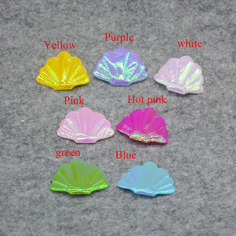 70pcs/lot 4.8x4cm colorful Shell Padded Appliques For Birthday Cake Insert Cards and BB Clip Accessories