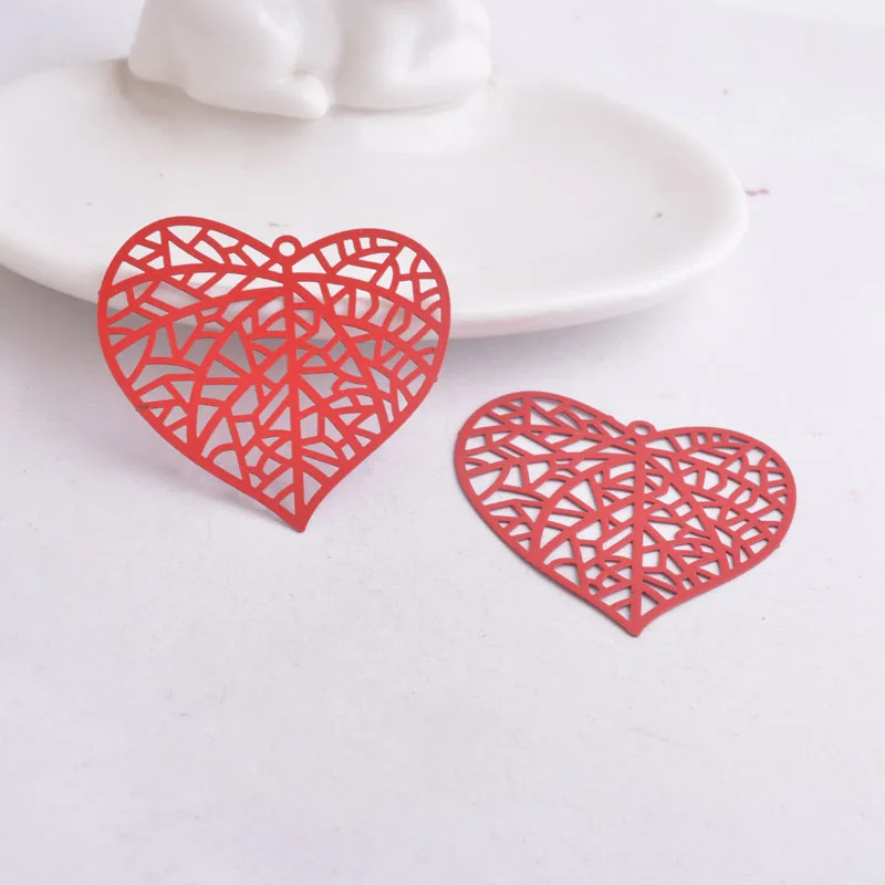 30 Stück AB4966 40*42mm Herzförmige Blattanhänger Blätter-Charms Anhänger – Detail 6