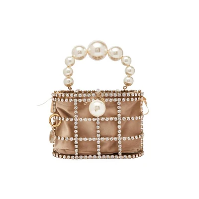 HOT Luxury Lady Handbag Diamond Decorative Basket Bag Rhinestone Birdcage Crystal Bag Female Pearl Bag for Party wedding Bags