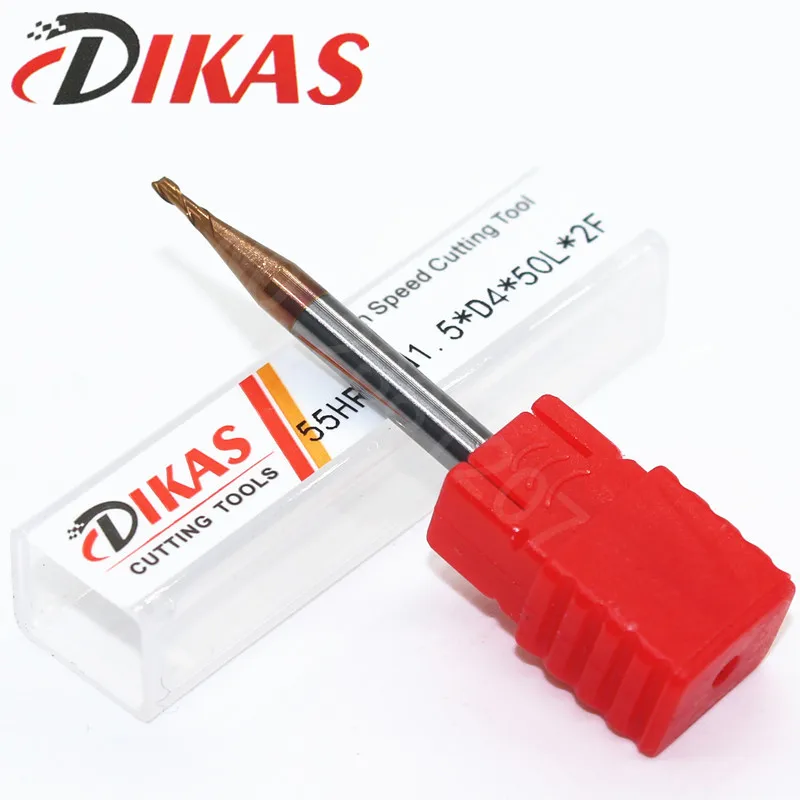 

Dikas55HRC d1.5 * D4 * 50L * 2F материал Карбид квадратная торцевая фреза с 2 канавками 1,5 мм покрытие нано используется для высокоскоростного фрезерного станка