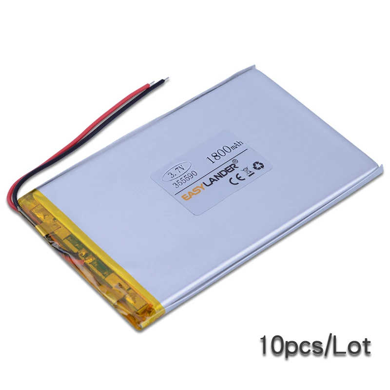 

10pcs/Lot 3.7V 355590 1800mAh Li-Polymer Li-ion Battery For Tablet PC iPAQ Power Bank PDA Consumer electronics safety lamp