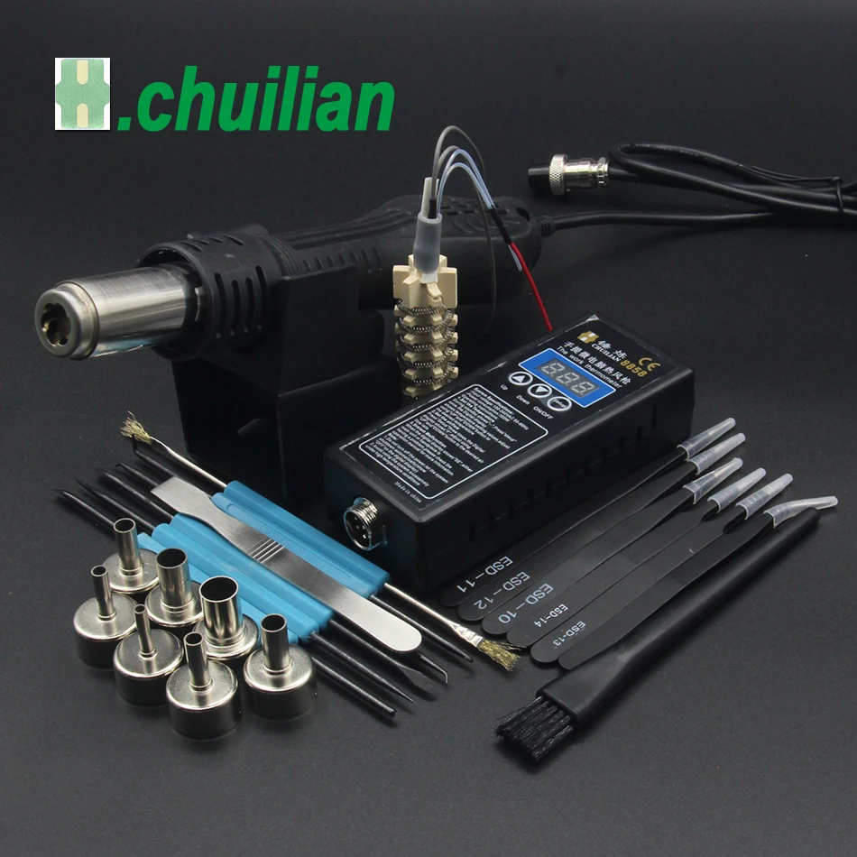 chuilian 8858 PLUG Portable BGA Rework Solder Station Hot Air Blower Heat Gun + Welding tools