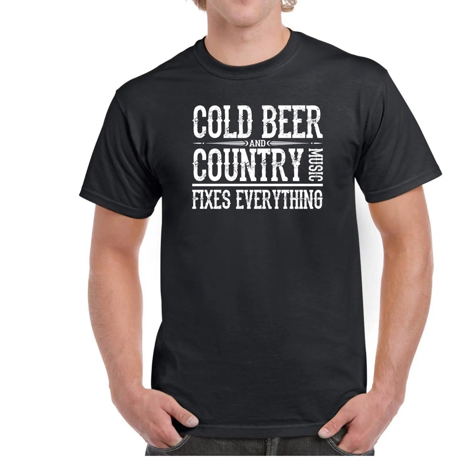 2019 New Arrival Great Quality Funny Cotton Cold Beer & Country Music Men'S Tee Shirt Country Music Fan Design Your Own T Shirt