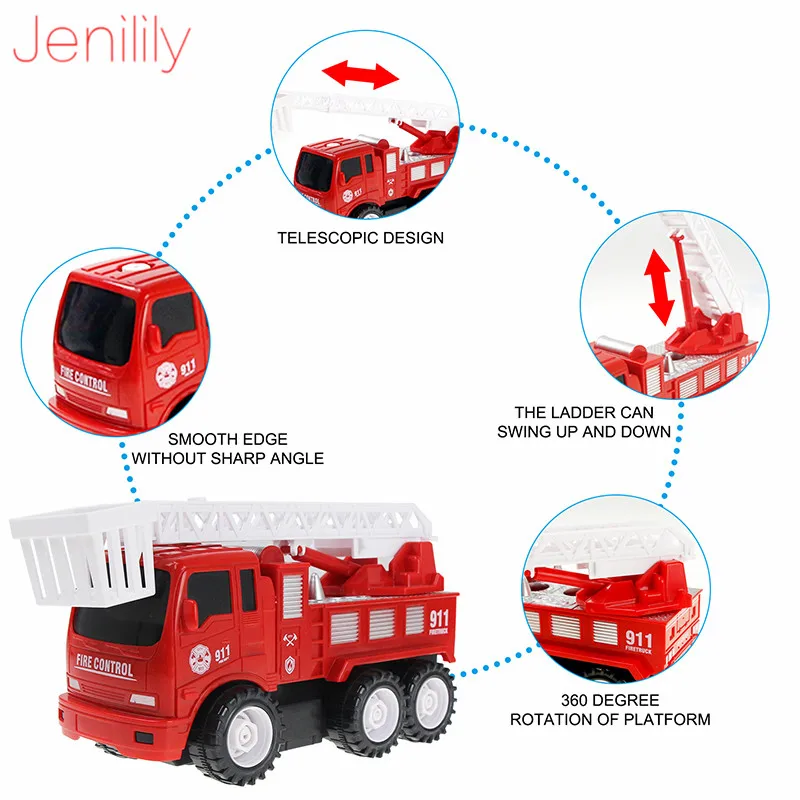 Simulation Inertia Fire Truck Model Disassembly Alloy Engineering Fire Car Puzzle Education Toys for Children Boys Gifts