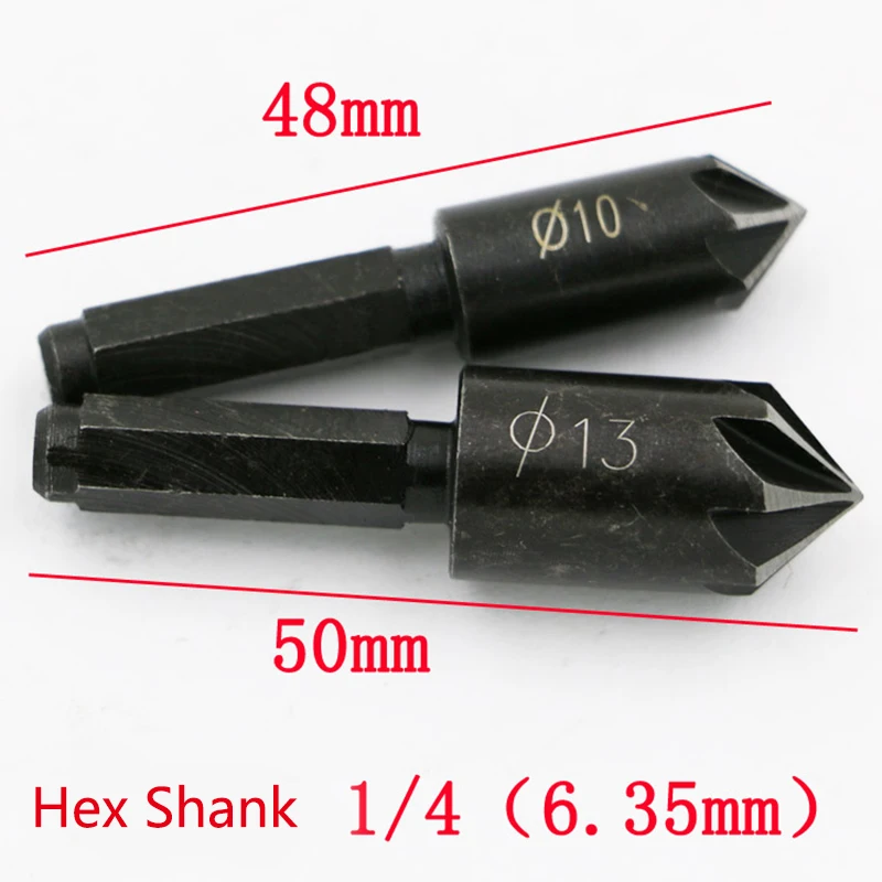 

2PCS 1/4" 6.35mm High carbon steel blade seven chamfer cutter bit of drilling hole,Woodworking hole drilling,Grinding device.