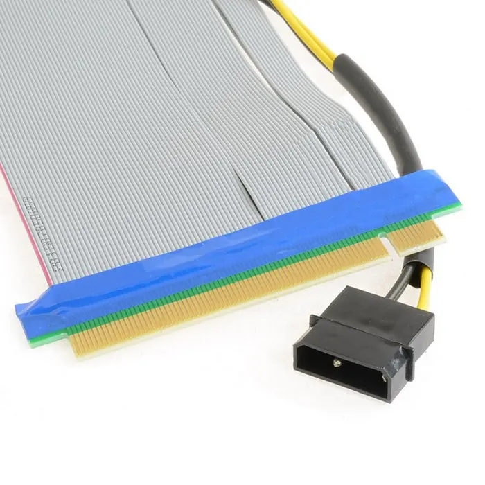 라이저 PCI-E x16 pcie pci Express 16X ~ 16x 라이저 확장 카드, Molex IDE 전원 및 리본 케이블 어댑터 포함 20cm