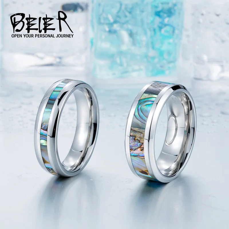 BEIER Stainless Steel Shells Simple Ring for Woman man Wedding Engagement Fashion Jewerly drop shipping Coupon gift BR-R060