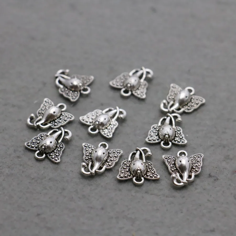 

5PCS Boutique Butterfly Hardware Metal parts Fittings for DIY 15*17mm Machining metal parts components Findings Silver-plate