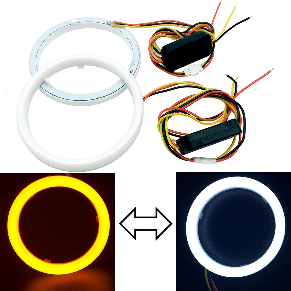 

YSY Car Angel Eyes 95MM 2Pcs/Set Auto Halo Rings Angel Eye 12V 24V Headlight 90 mm 3020 SMD LED Motorcycle White+Yellow Color