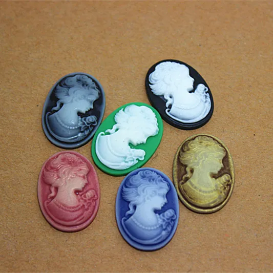 20pcs 18*25mm vintage resin lady cameo flat back cabochon for craft scrapbooking accessories