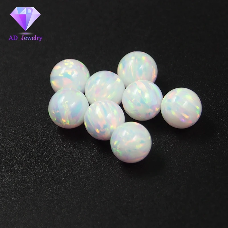 Lab Created Opal beads OP17 White Hot Sale Full Drilled Round Ball Opal Beads Opal Stone Price