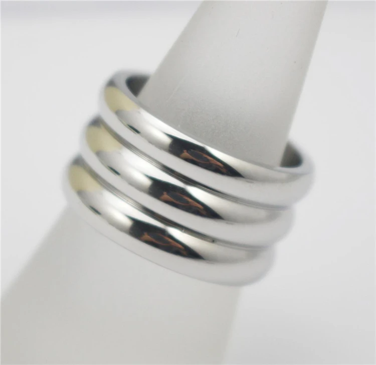 Simple Design 3 Circle Piled Up 316L Stainless Steel Women Men Rings Silver Color Fashion Jewelry For Wedding and Party