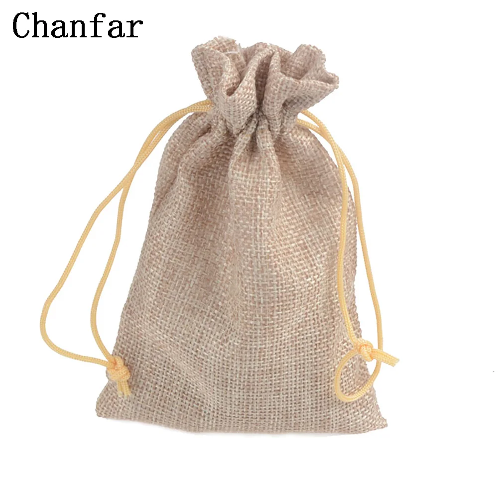 

10pcs/lot 9.5x14.5cm Linen Fax Pouches Jewelry Packing Bags For Wedding Christmas Packing Gift