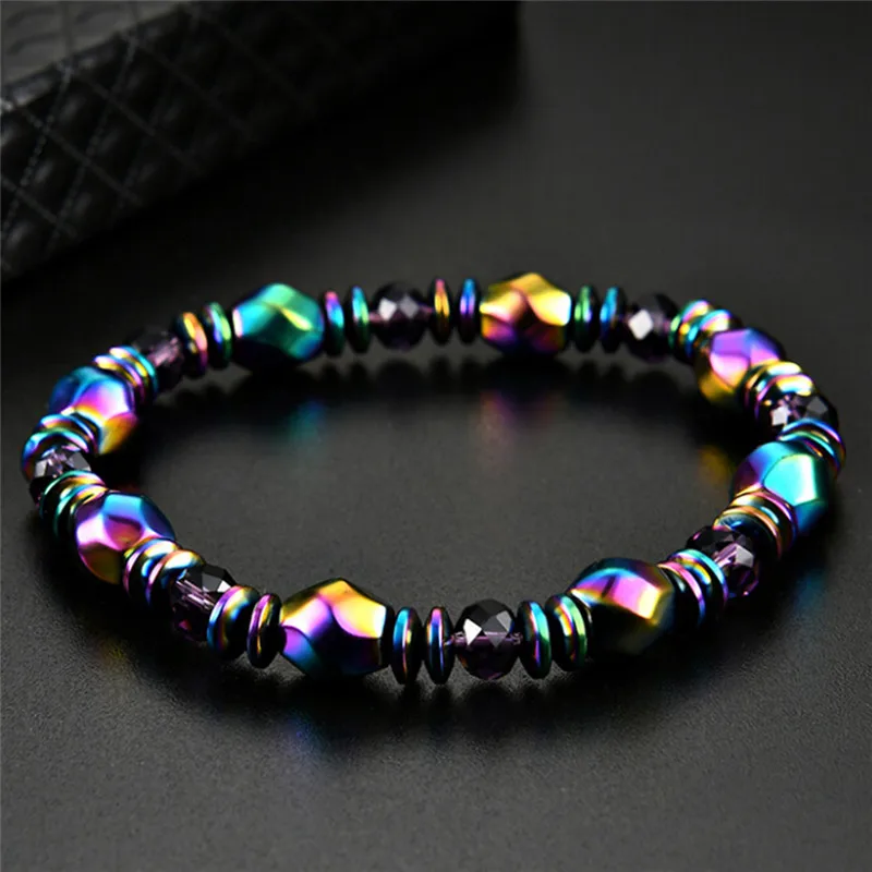 Magnetic Hematite Health Bracelet For Women Men Black Magnetite Malachite Many Colors Crystal Healing Bangle