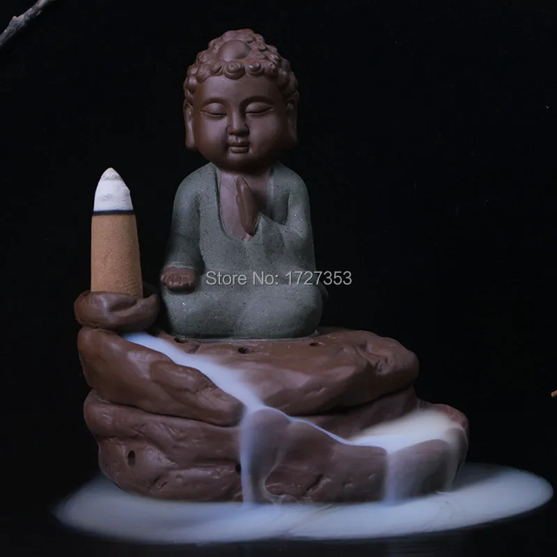 Buddha, aloes, creative, backflow censer, purple clay aromatherapy furnace, tower Incense burner, 3 styles optional~