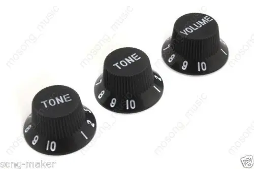 

2 set 6 pcs Black Guitar Knob Volume Tone white digital For Strat Guitar