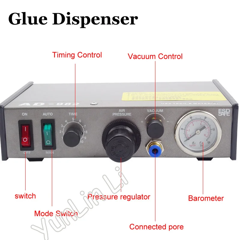 220V AD-982 Semi-Auto Glue Dispenser PCB Solder Paste Liquid Controller Dropper Fluid Dispense