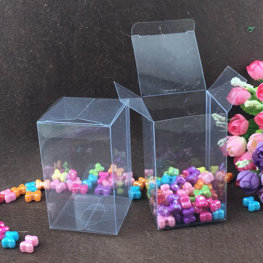 50pcs 5*5*10cm clear plastic pvc box packing boxes for gifts/chocolate/candy/cosmetic/crafts square transparent pvc Box