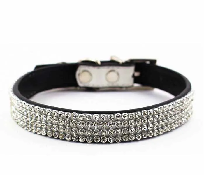 Bling Bling Pu Dog Collar Full of Rhinestones Clear Crystals Pet Collars Drilling of 5 Water