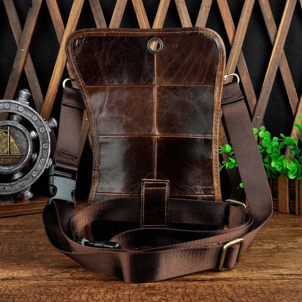 Original Leather Multifunction Men Travel Shoulder Crossbody Messenger Bag Hook Belt Waist Pack Drop Leg Phone Case Bag 2141-c