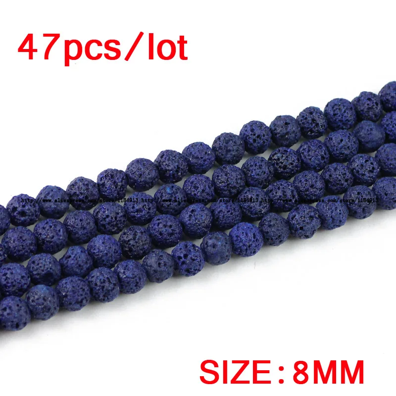 Dark blue Lava Natural Stone Volcanic Rock 4/6/8/10/12MM Round Loose Beads For Jewelry Making Bracelet Necklace DIY Accessories