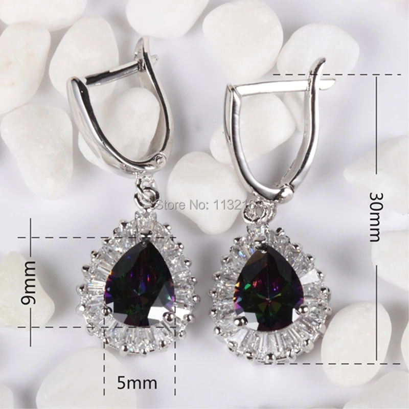 Fleure Esme Charms christmas Noble Generous Wedding earrings for women dropshipping Rainbow Cubic Zirconia Rhodium Plated R712G