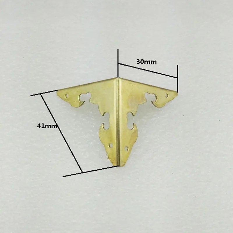 Esquinas de caja para decoración de muebles, triángulo de flores, esquina de caja de madera, tono bronce/amarillo/blanco, 30*30mm,4 piezas