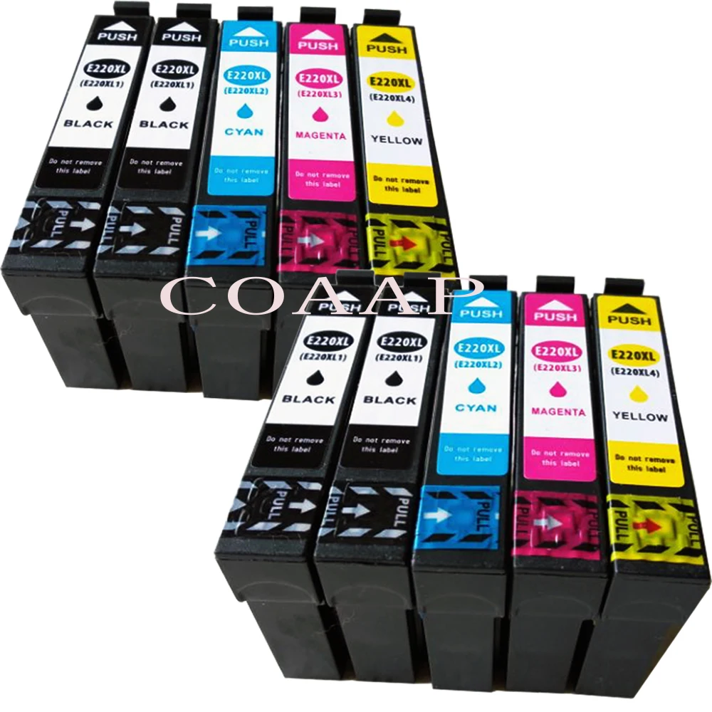 10 Pack T2201-T2204 T220XL High Yield Ink For Epson Expression XP-320 XP-420 XP-424 & WorkForce 2630 2650 2660 2750 2760 Printer