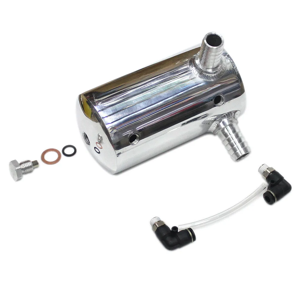 SPSLD Car Styling Universal Oil Catch Tank Reservoir Engine Fuel Seperator Can Aluminum 500ml 2*19MM