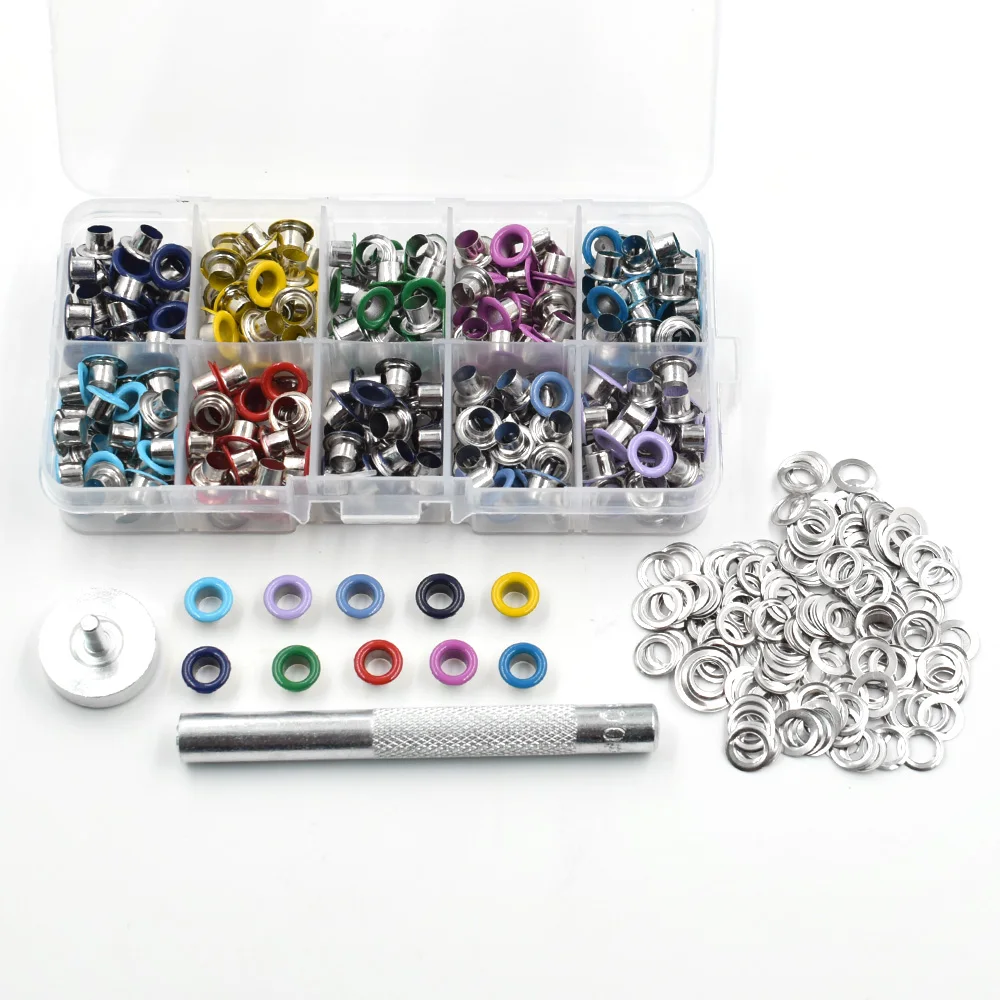 300 pcs Inner Diameter 5 mm Eyelets Shoe Eyes Metal Rivets Spraying Process Color Mixing Holes Buttons Bags Accessories