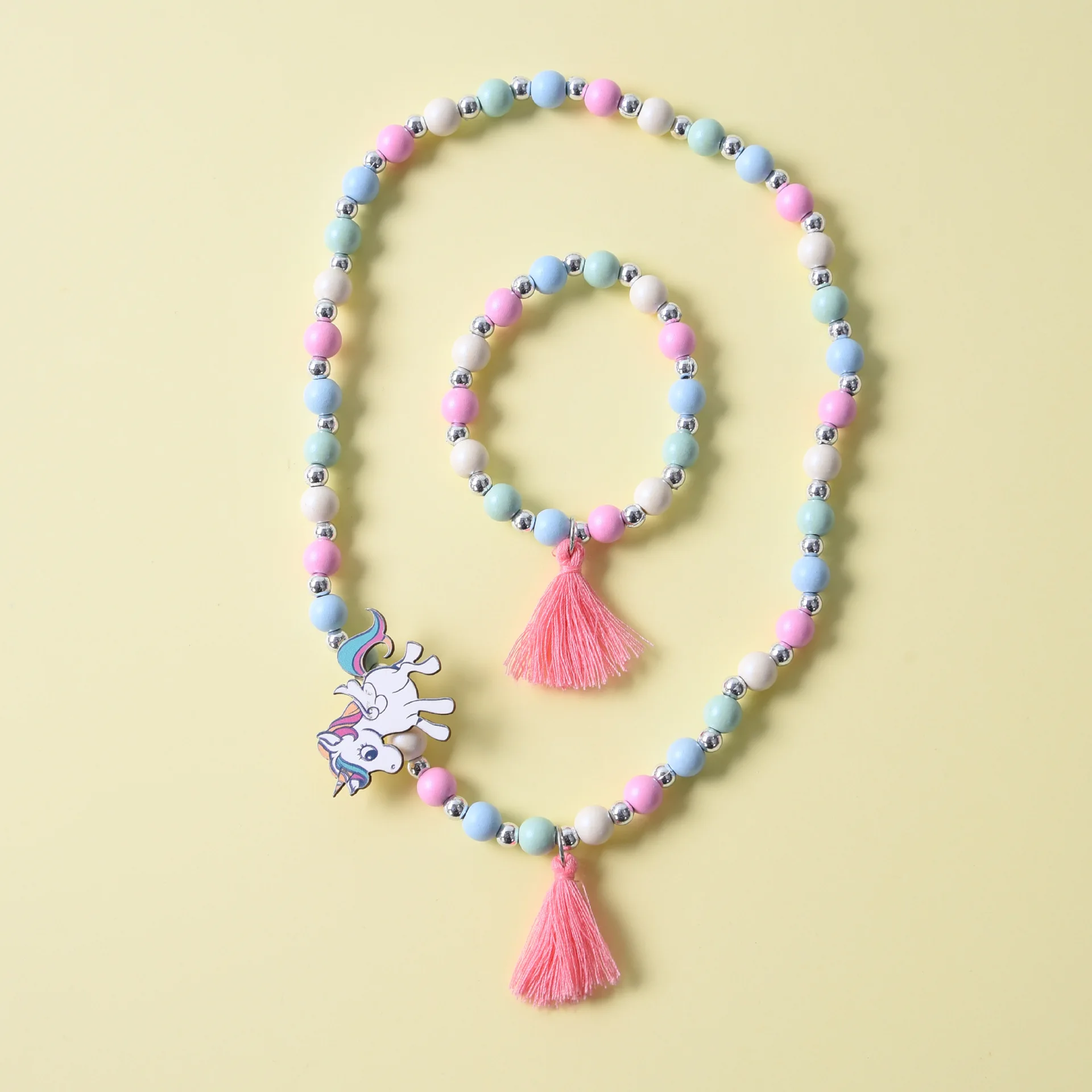 Cute Unicorn Cartoon Flower Children\'s sweater necklace bracelet for children gift  cp2649