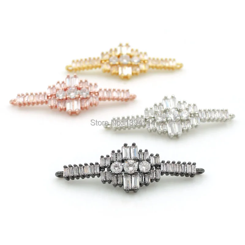 

31*10*2.5mm Micro Pave Clear CZ Arc Bar Of Hexagon Connector Fit For Women As DIY Bracelets Accessory