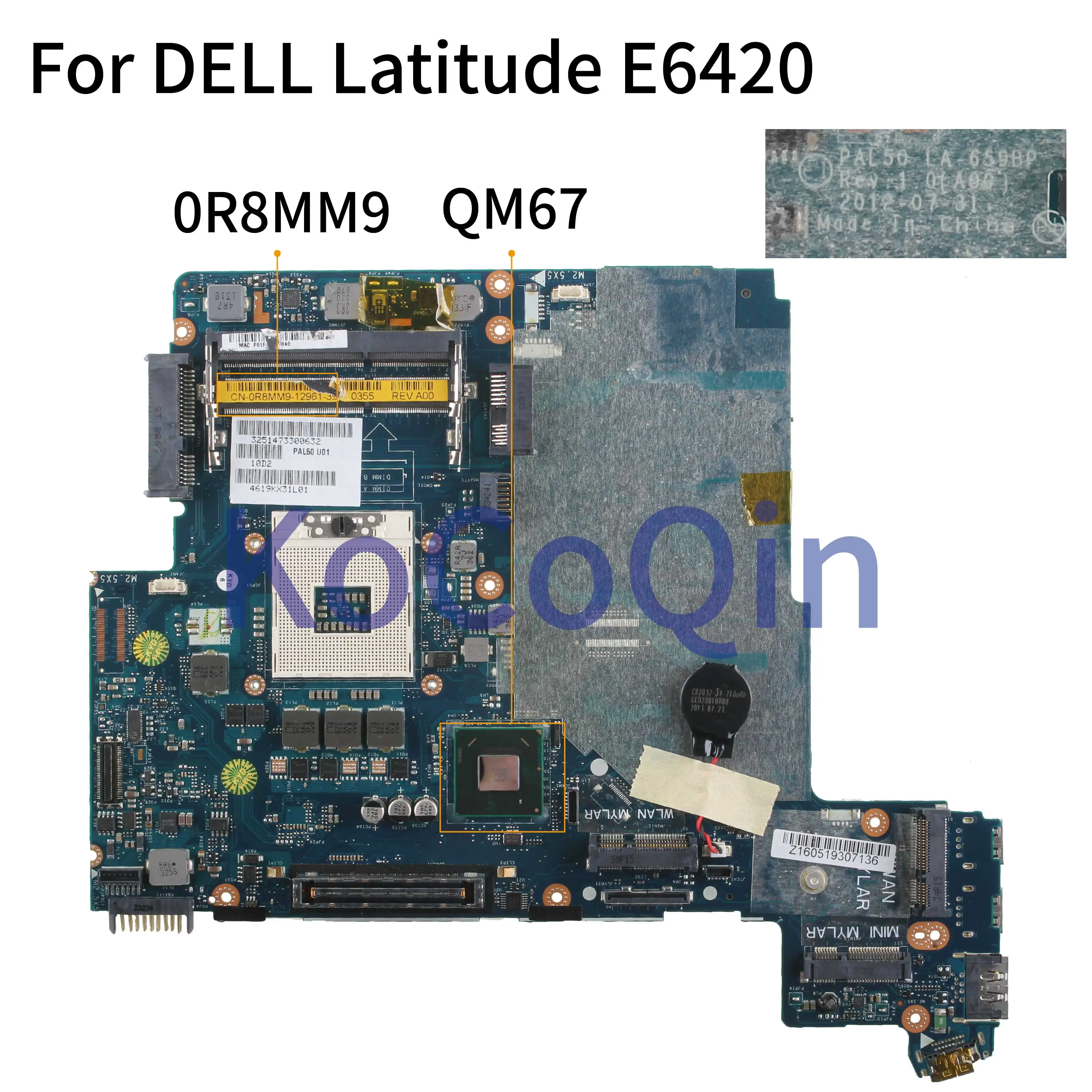 

KoCoQin Laptop motherboard For DELL Latitude E6420 Mainboard CN-0R8MM9 0R8MM9 PAL50 LA-659BP QM67