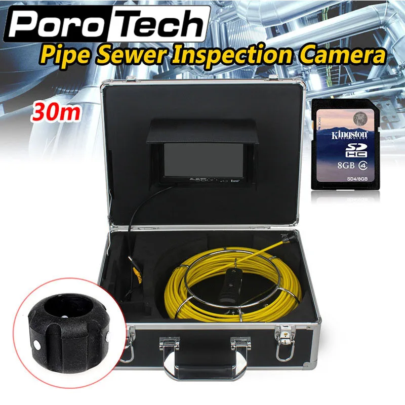 WP70 30M Waterproof Drain Sewer check Endoscopy 23mm Camera Pipeline Snake System DVR plumbing inspection yellow 1000 TVL HD