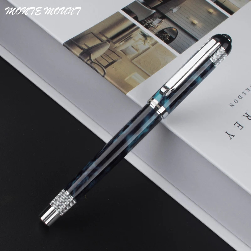 monte mount Rollerball Pen Luxury silvery Clip Ballpoint Pen 0.5mm Black Refill Metal Roller Ball Pens Free Shipping