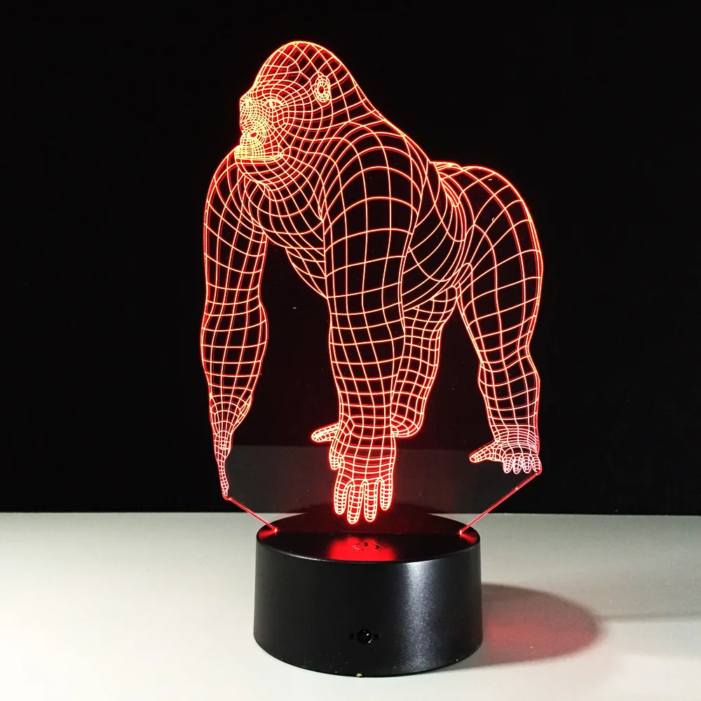 Orangutans figure Acrylic 3D LED lights Stereo vision Colorful remote touch smart home action figure Wireless speaker Y20