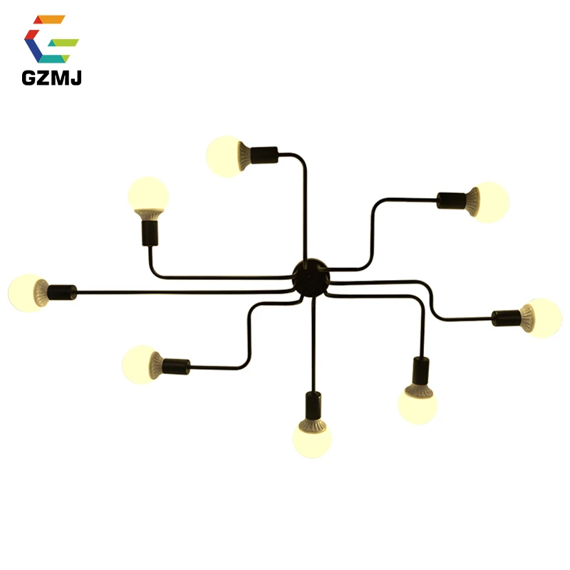 GZMJ Modern Metal LED Chandelier Lighting 110-240V 4/6/8 Heads Iron Chandelier Ceiling E27 Bulb Living Room Bedroom Ceiling Lamp