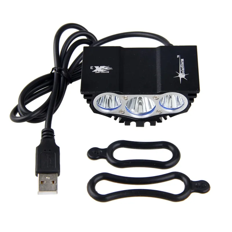 Waterproof 3XLED Bicycle Light Front Bike Head Light with USB Line Night Cycling Lamp 5V  Headlamp Only Lamp No Battery