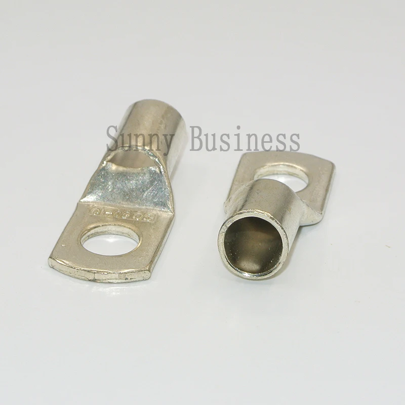 10PCs Bolt Hole Tinned Copper Cable lugs Battery Terminals 35mm 2AWG Wire terminals connector SC35-6