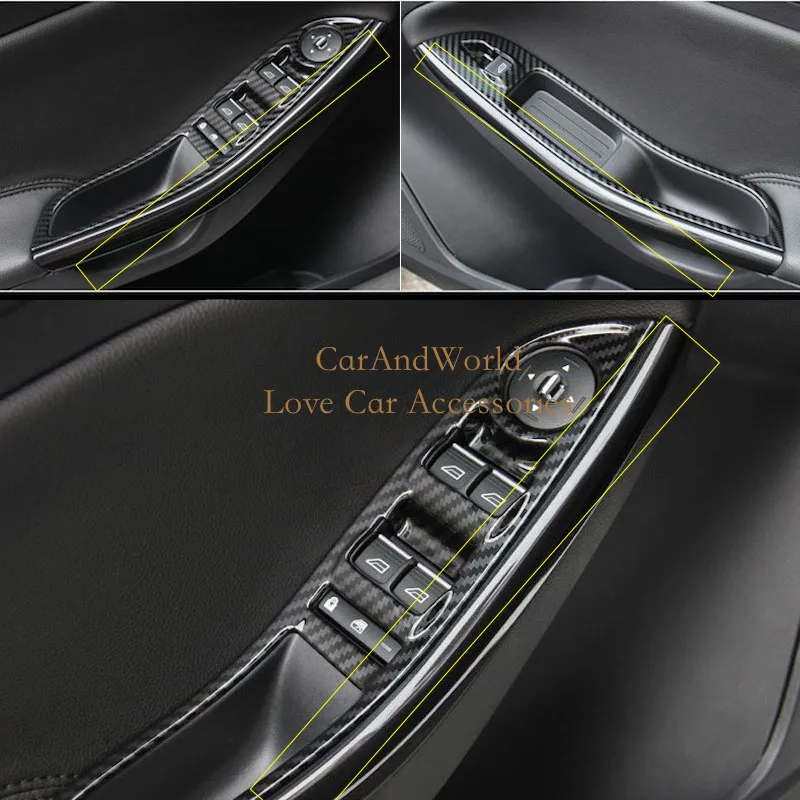 For Ford Focus 3 2012 2013 2015 2016 window Glass Switch Side Strip trim cover Interior Door Frame Panel Car-Styling Accessories