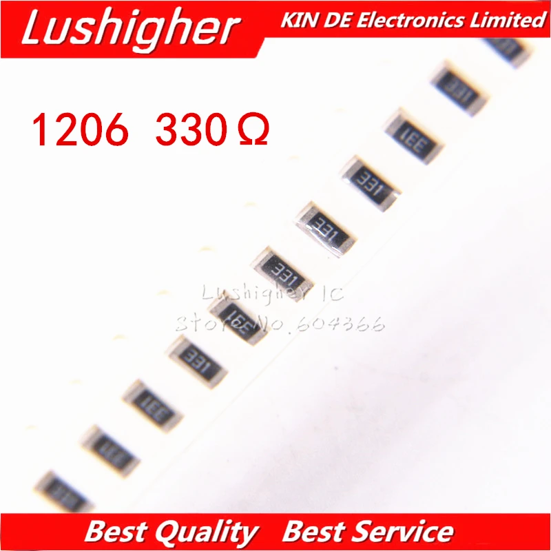 100PCS 1206 SMD Resistor 5% 330 Ohm 331 330R 330ohm