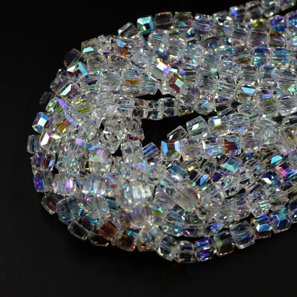 Wholesale Crystal Glass Clear AB Cube Beads 2/3/4/6/8/10mm Faceted Square Beads Crafts DIY Making Accessories Bracelet